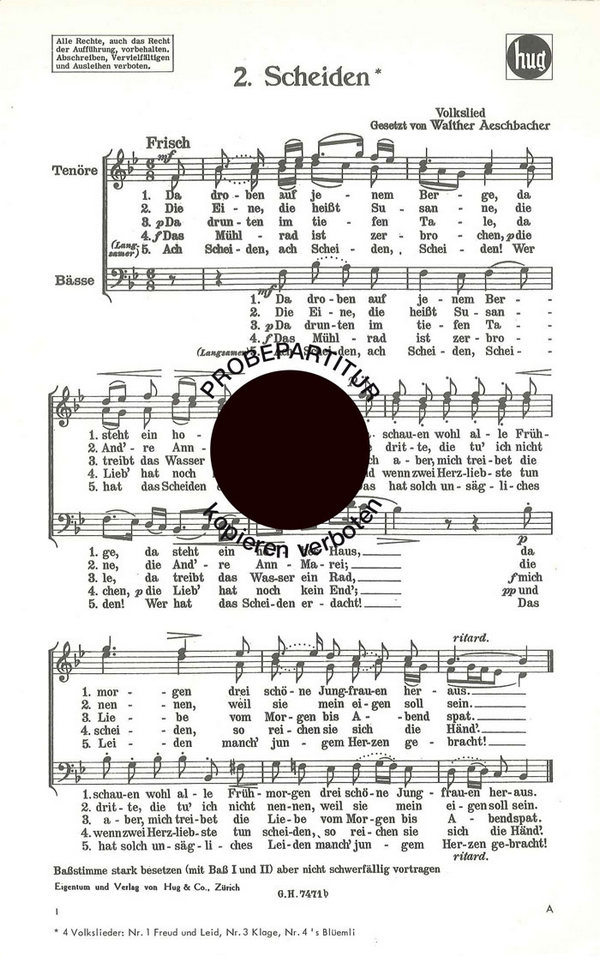 Aeschbacher, Walther  Scheiden  Männerchor