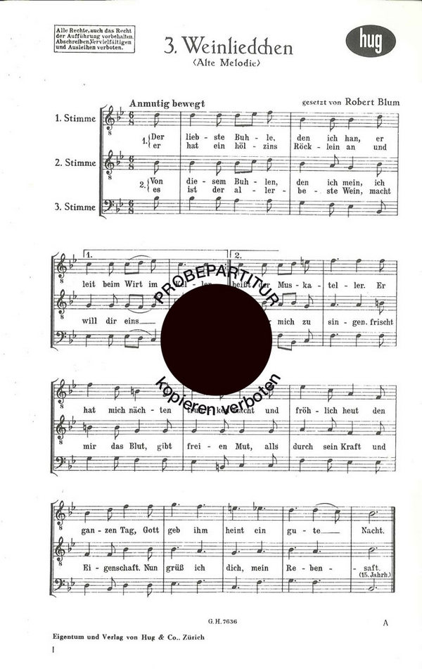 Blum, Robert&nbsp;&nbsp;Weinliedchen&nbsp;&nbsp;Männerchor