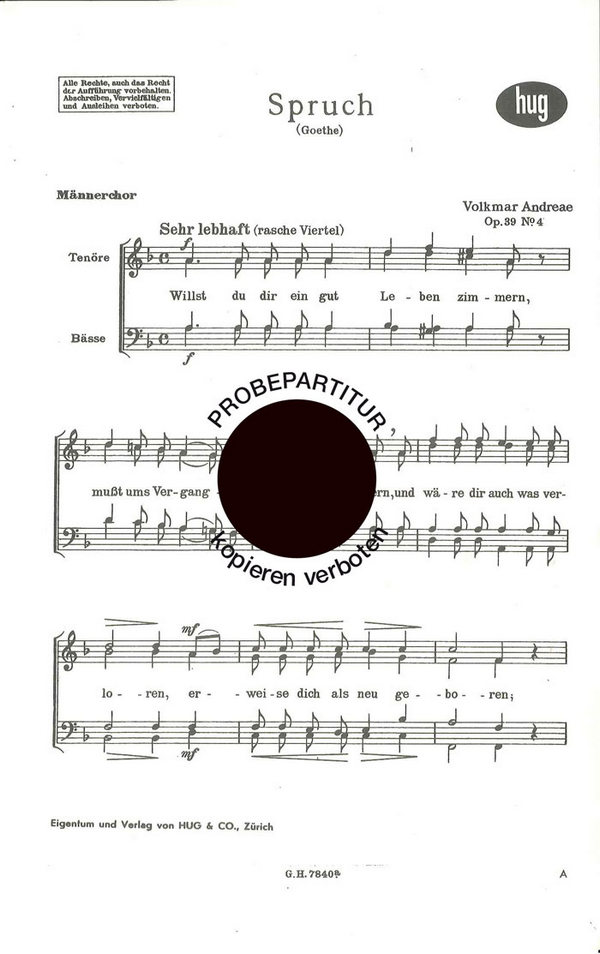 Andreae, Volkmar  Spruch  Männerchor