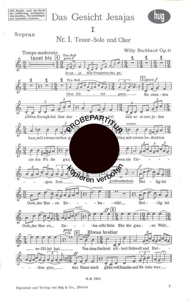 Burkhard, Willy&nbsp;&nbsp;Gesicht Jesajas op 41&nbsp;&nbsp;gemischter Chor und Orchester Sopran1