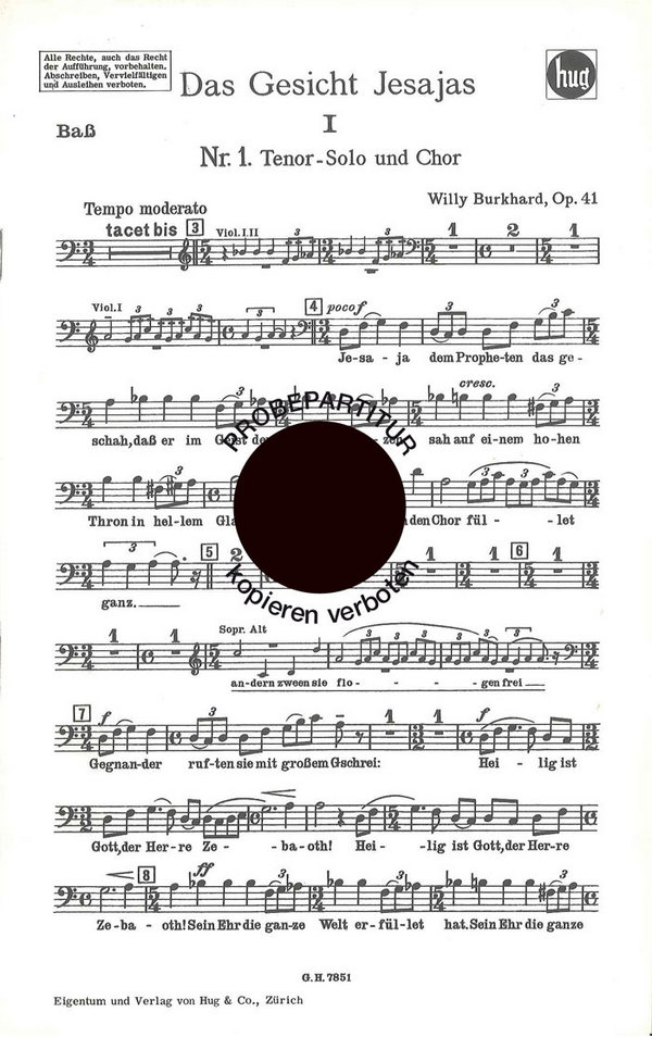 Burkhard, Willy&nbsp;&nbsp;Gesicht Jesajas op 41&nbsp;&nbsp;gemischter Chor und Orchester Bass 1