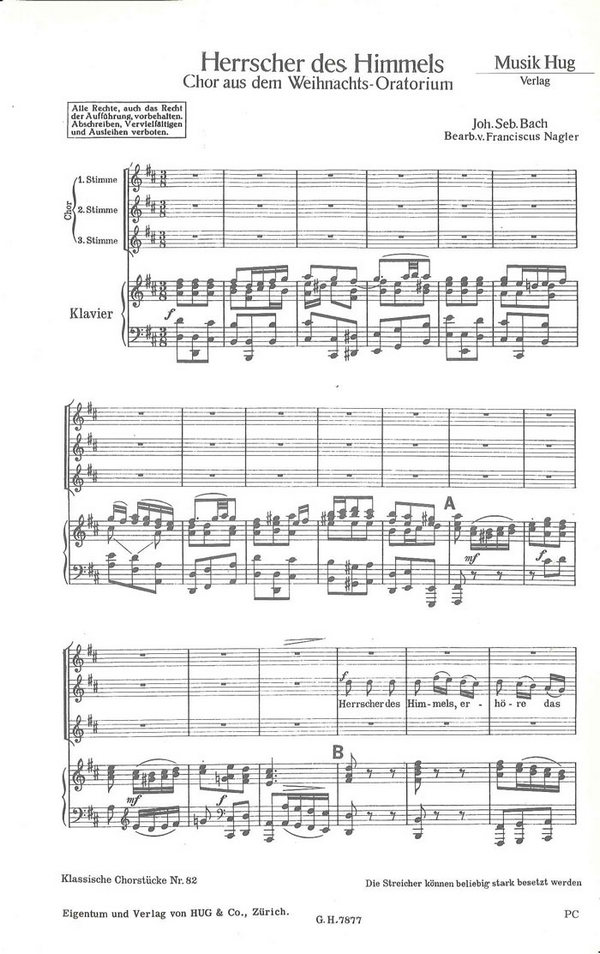 Bach, Johann Sebastian  Herrscher des Himmels  Frauenchor mit Klavier