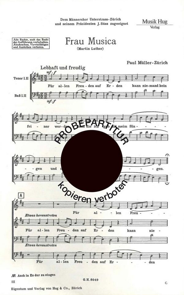 Müller-Zürich, Paul&nbsp;&nbsp;Frau Musica&nbsp;&nbsp;Männerchor