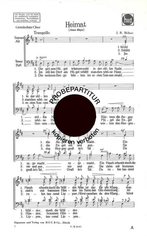 Hilber, J.B.&nbsp;&nbsp;Heimat&nbsp;&nbsp;gemischter Chor