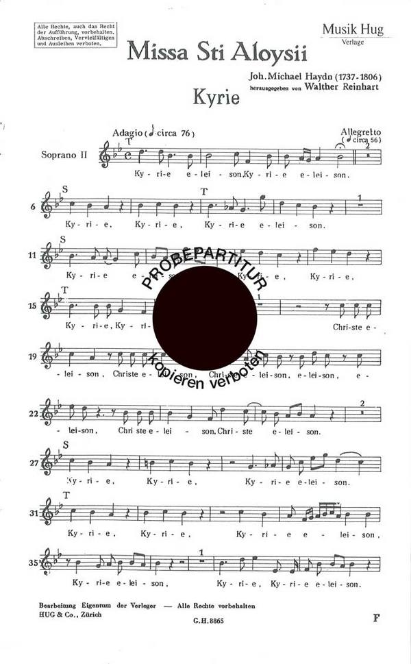 Haydn, Johann Michael&nbsp;&nbsp;Missa Sti. Aloysii&nbsp;&nbsp;Frauenchor und Orchester Sopran 2
