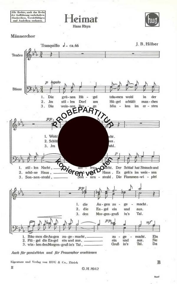 Hilber, J.B.&nbsp;&nbsp;Heimat&nbsp;&nbsp;Männerchor