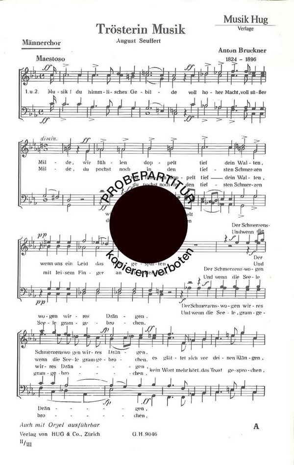 Bruckner, Anton&nbsp;&nbsp;Trösterin Musik&nbsp;&nbsp;Männerchor