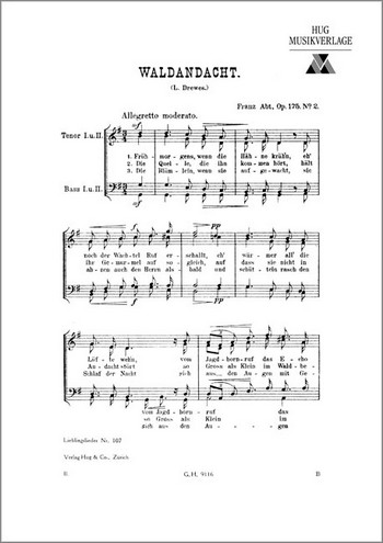 Waldandacht op.175,2  für Männerchor a cappella  Partitur