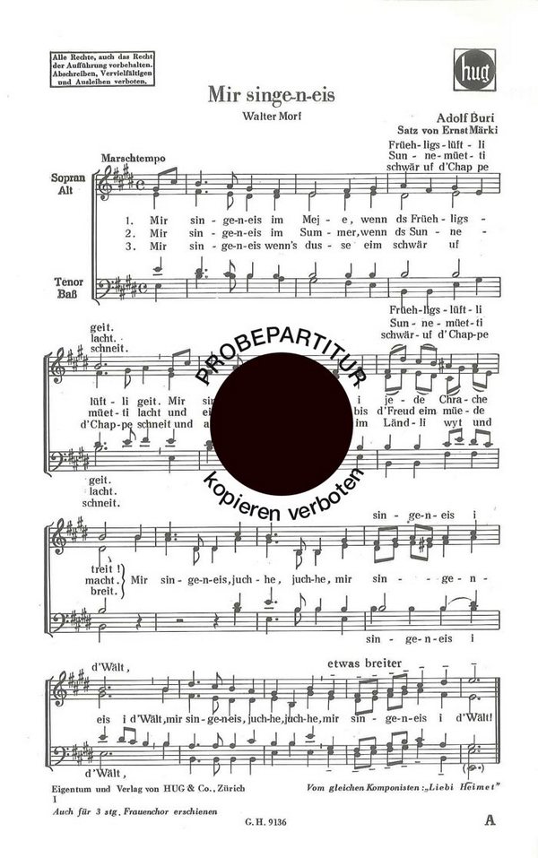 Buri, Adolf&nbsp;&nbsp;Mir singe-n-eis&nbsp;&nbsp;gemischter Chor