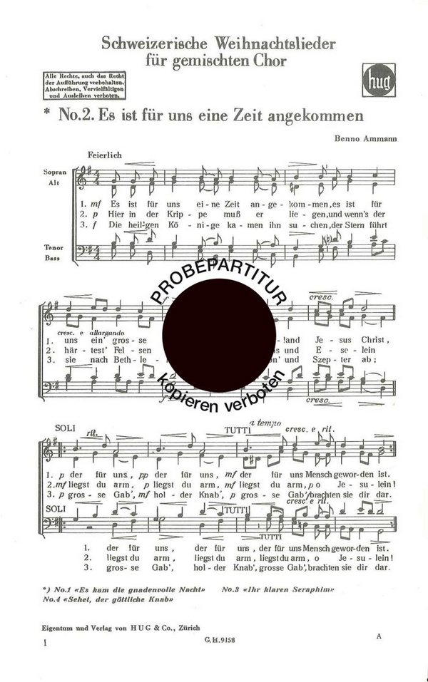 Ammann, Benno  Es ist für uns eine Zeit  gemischter Chor