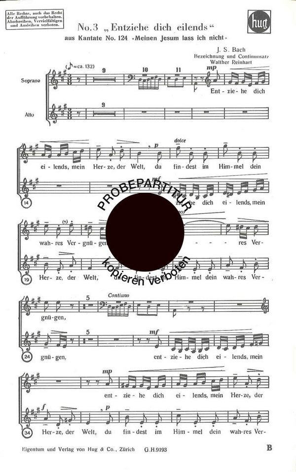 Bach, Johann Sebastian  Entziehe dich eilends  Frauenchor