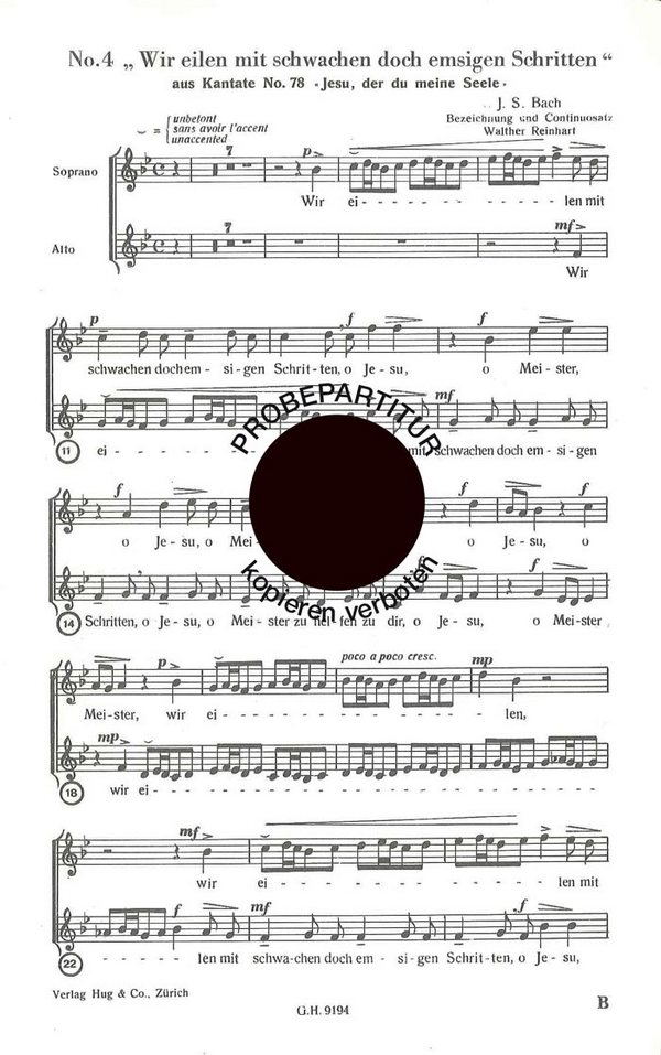 Bach, Johann Sebastian  Wir eilen mit schwachen doch  Frauenchor