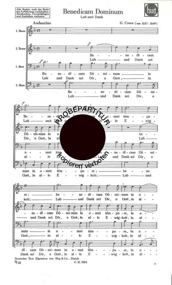 Croce, Giovanni&nbsp;&nbsp;Benedicam dominum&nbsp;&nbsp;Männerchor