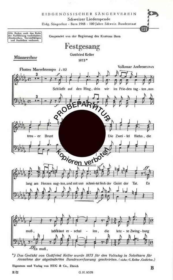 Andreae, Volkmar  Festgesang  Männerchor