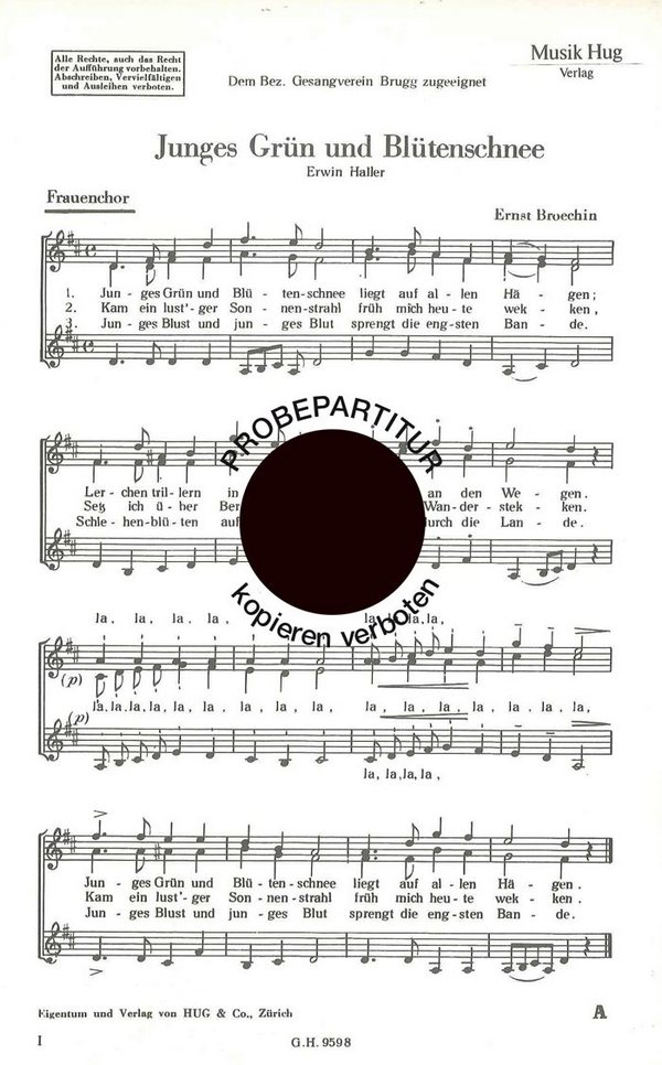 Bröchin, Ernst&nbsp;&nbsp;Junges Grün und Blütenstaub&nbsp;&nbsp;Frauenchor