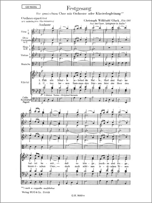 Festgesang&nbsp;&nbsp;für gem Chor und Orchester oder Klavierbegl.&nbsp;&nbsp;Orchesterpartitur mit unterlegtem Klavierauszug