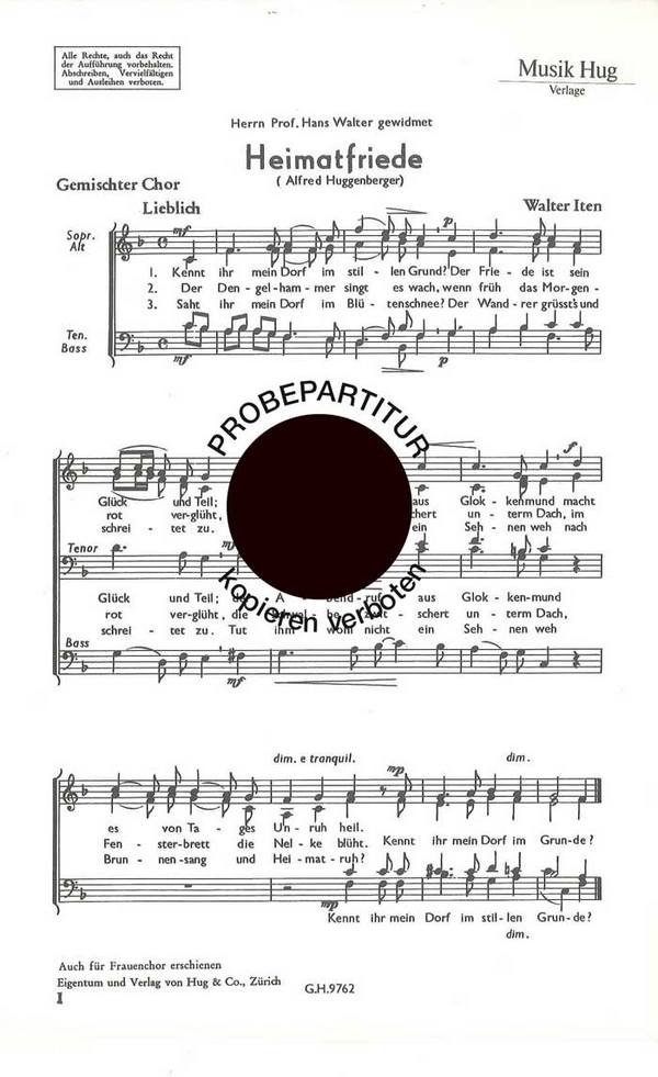 Iten, Walter&nbsp;&nbsp;Heimatfriede&nbsp;&nbsp;gemischter Chor
