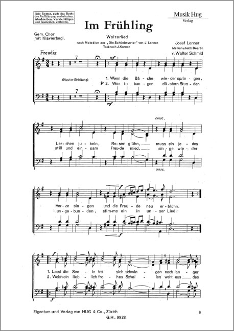 Lanner, Joseph&nbsp;&nbsp;Im Frühling&nbsp;&nbsp;gemischter Chor