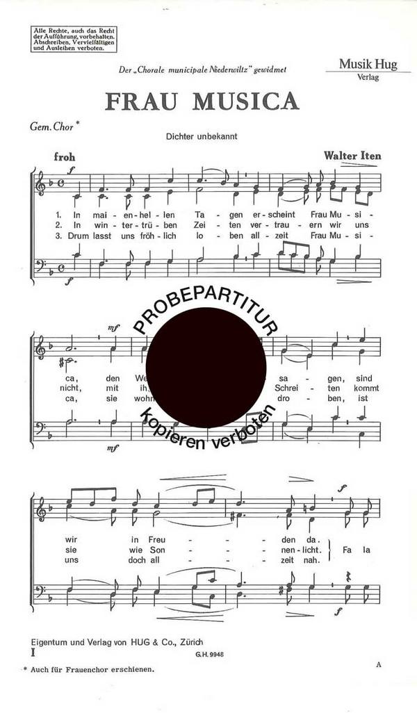 Iten, Walter&nbsp;&nbsp;Frau Musica&nbsp;&nbsp;gemischter Chor