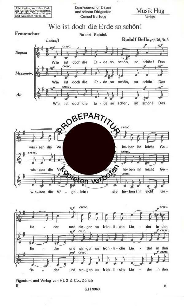 Bella, Rudolf  Wie ist doch die Erde so schön  Frauenchor