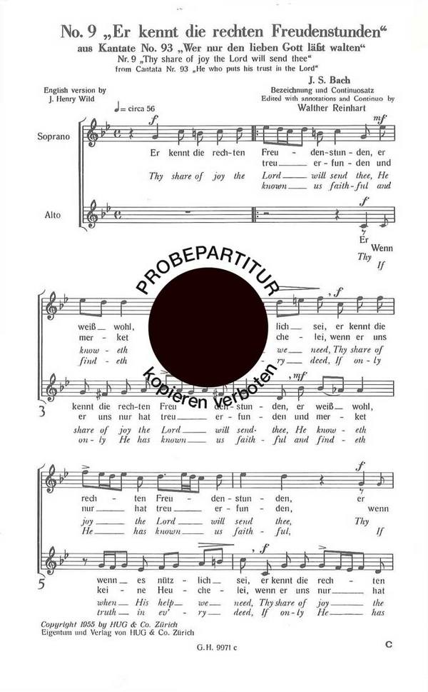 Bach, Johann Sebastian  Er kennt die rechten Freuden  Frauenchor