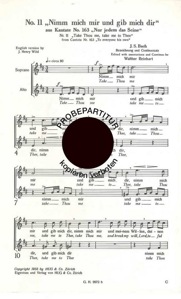 Bach, Johann Sebastian  Nimm mich mir und gib mich dir  Frauenchor