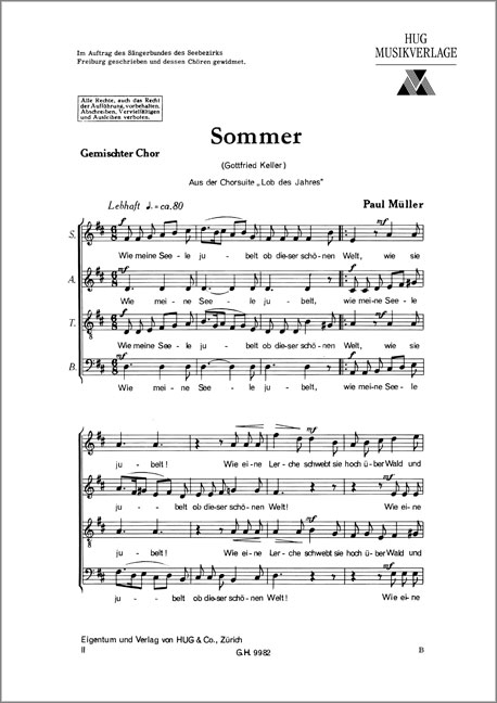 Müller-Zürich, Paul&nbsp;&nbsp;Sommer&nbsp;&nbsp;gemischter Chor