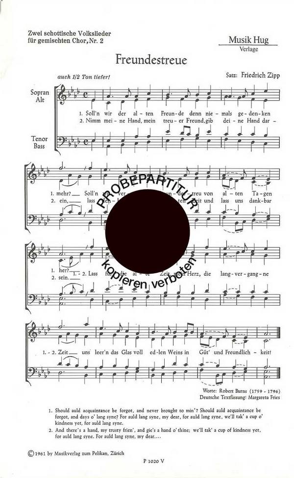 Friedrich Zipp&nbsp;&nbsp;Freundestreue/wohin ging&nbsp;&nbsp;Gemischter Chor