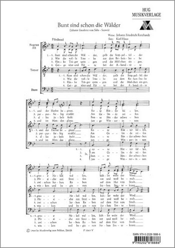 Bunt sind schon die Wälder  für gem Chor a cappella  Partitur