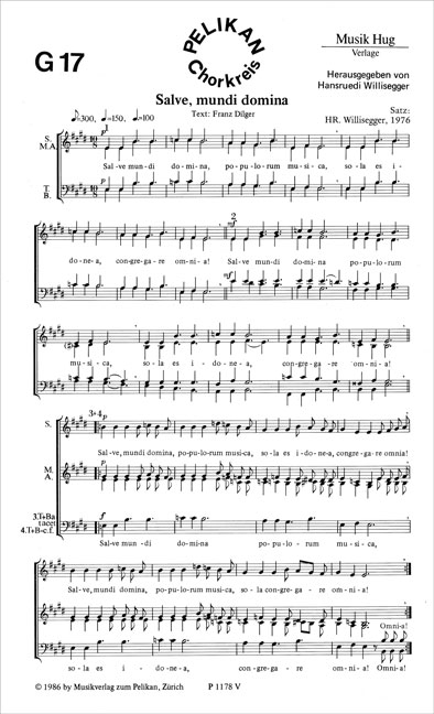 Hansruedi Willisegger&nbsp;&nbsp;Salve mundi domina&nbsp;&nbsp;Gemischter Chor
