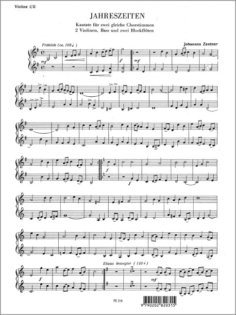 Johannes Zentner&nbsp;&nbsp;Jahreszeitenkantante&nbsp;&nbsp;Violine 1 / 2
