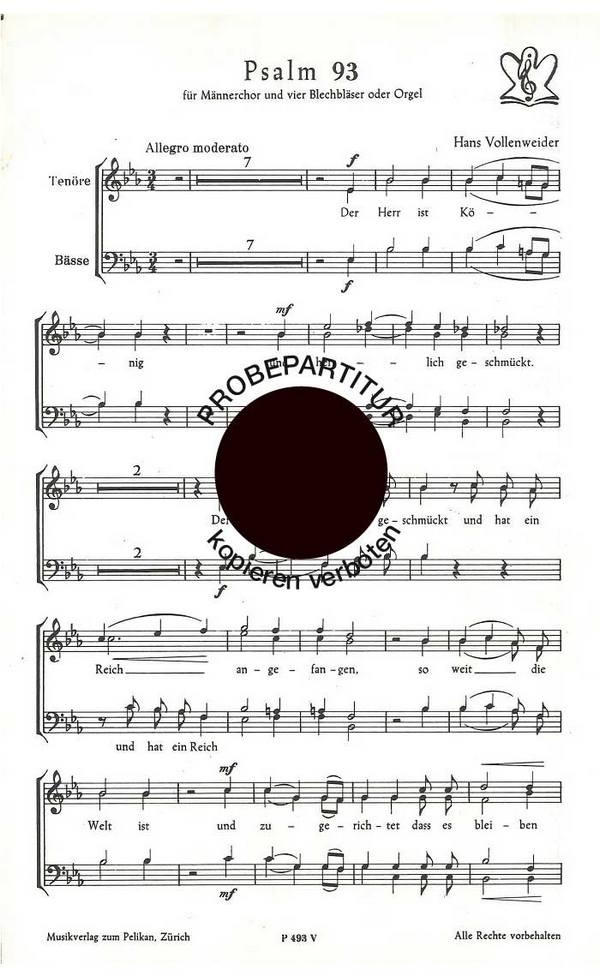 Hans Vollenweider&nbsp;&nbsp;Psalm 93&nbsp;&nbsp;Männerchor