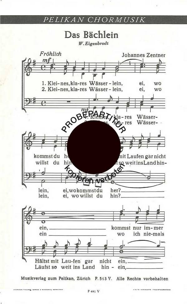 Johannes Zentner&nbsp;&nbsp;Bächlein&nbsp;&nbsp;Männerchor