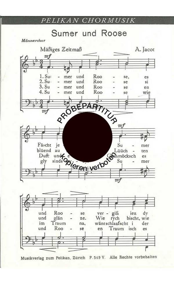 Andre Jacot  Sumer und Roose  Männerchor
