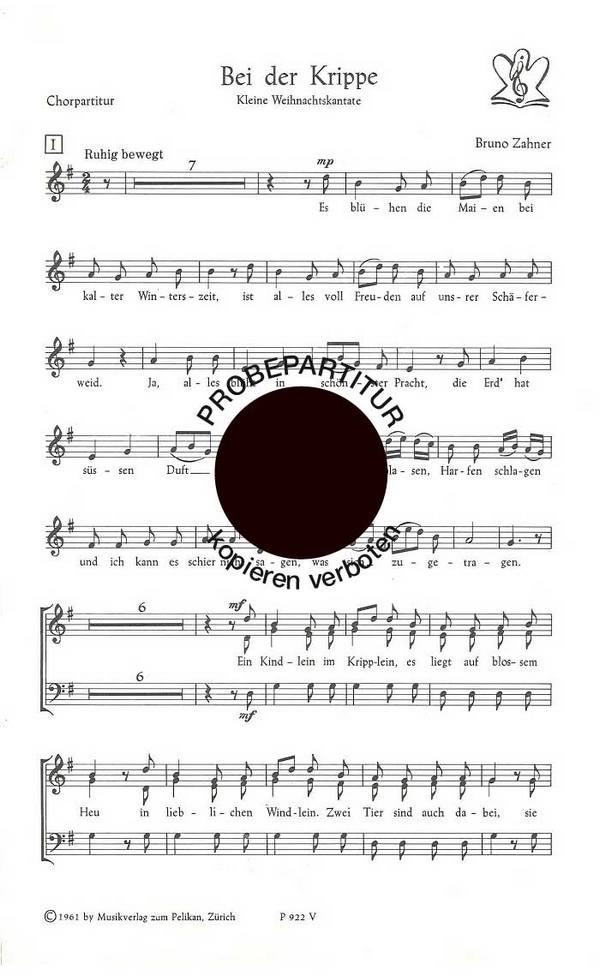 Bruno Zahner&nbsp;&nbsp;Bei der Krippe&nbsp;&nbsp;Gemischter Chor