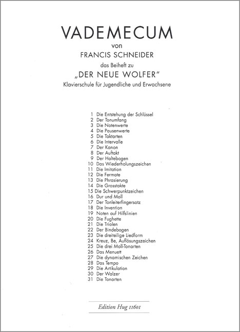 Wolfer, Anton&nbsp;&nbsp;Neue Wolfer - Beiheft&nbsp;&nbsp;Klavier