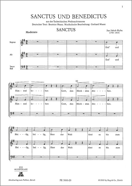 Sanctus und Benedictus&nbsp;&nbsp;für gem Chor und Instrumente&nbsp;&nbsp;Chorpartitur