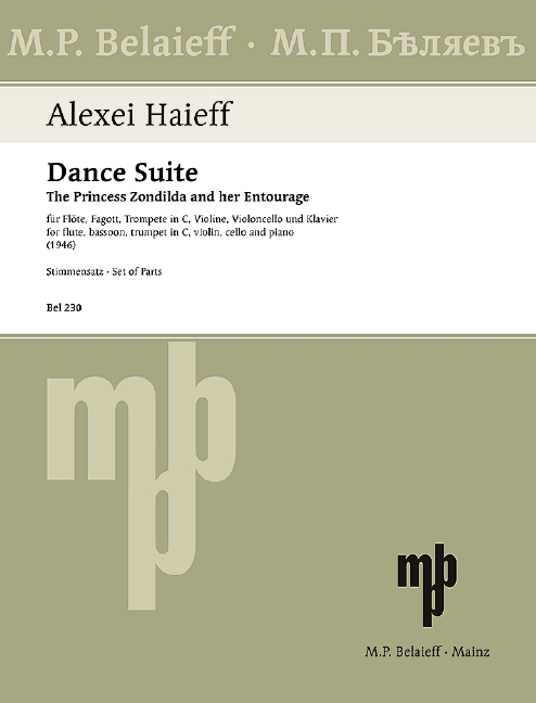 Haieff, Alexej Dance Suite&nbsp;&nbsp;für Flöte, Fagott, Trompete in C, Violine, Violoncello und Klavier&nbsp;&nbsp;Stimmensatz