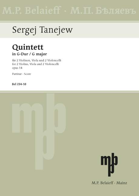 Quintett G-Dur op.14  für 2 Violinen, Viola und 2 Violoncelli  Partitur