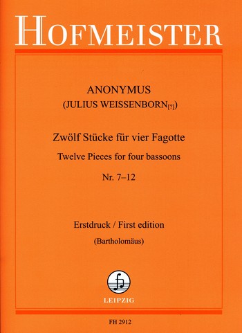 12 Stücke Band 2 (Nr.7-12 ) für 4 Fagotte  Partitur und Stimmen  