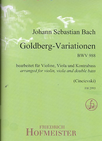 Goldberg-Variationen BWV988&nbsp;&nbsp;für Violine, Viola und Kontrabass&nbsp;&nbsp;Partitur und Stimmen