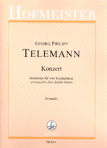 Konzert TWV40:202 für 4 Violinen&nbsp;&nbsp;für 4 Kontrabässe&nbsp;&nbsp;Partitur und Stimmen