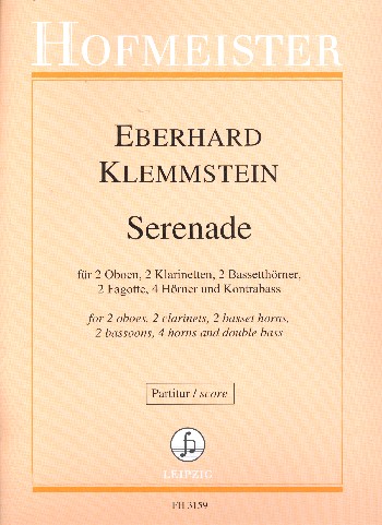 Serenade&nbsp;&nbsp;für 2 Oboen, 2 Klarinetten, 2 Bassetthörner, 2 Fagotte, 4 Hörner und&nbsp;&nbsp;Kontrabass, Partitur und Stimmen