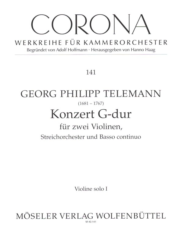 Concerto G-Dur TWV 52:G2&nbsp;&nbsp;für 2 Violinen, Streichorchester und Basso continuo&nbsp;&nbsp;Solostimmensatz