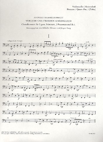 Verleih uns Frieden gnädiglich&nbsp;&nbsp;für gem Chor, Posaunen und Bc&nbsp;&nbsp;Basso continuo