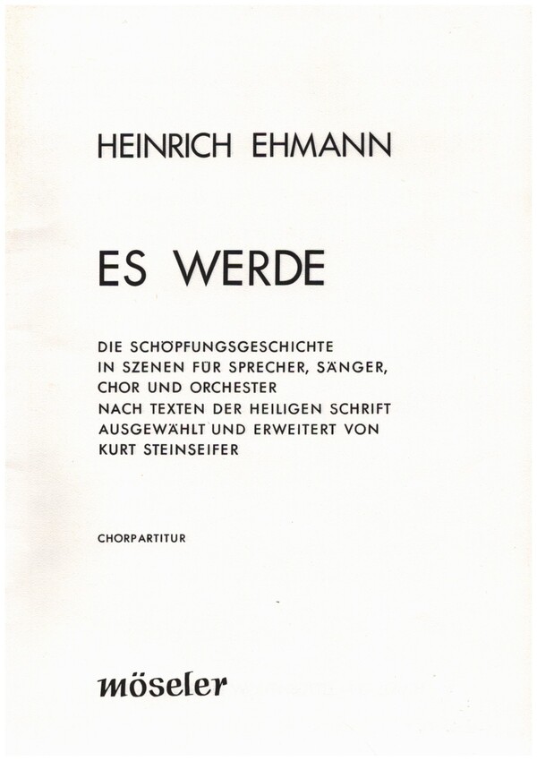 Es werde  für Soli, gem Chor und Orchester  Chorpartitur