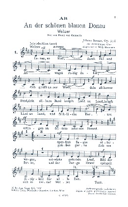 An der schönen blauen Donau op.314  für Frauenchor und Klavier  Alt