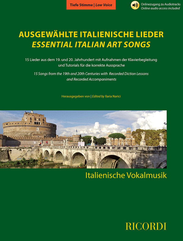 Ausgewählte italienische Lieder (Low Voice)  für Low Voice and Piano  Buch + Online-Audio