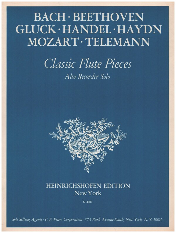 Classic Flute Pieces&nbsp;&nbsp;for alto recorder&nbsp;&nbsp;