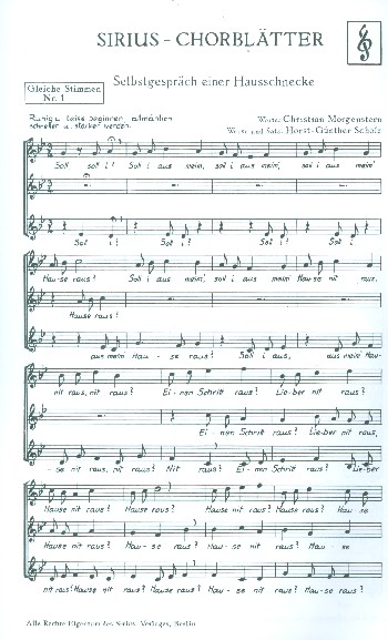Selbstgespräch einer Hausschnecke&nbsp;&nbsp;für Frauenchor (Männerchor) a cappella&nbsp;&nbsp;Partitur